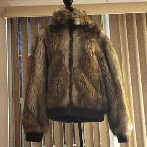 Faux fur raccoon jacket